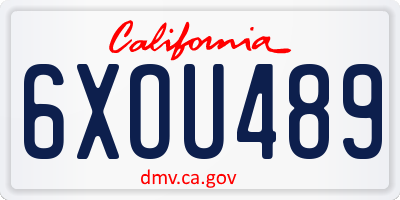 CA license plate 6XOU489