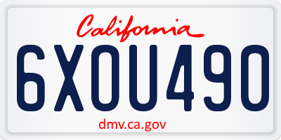 CA license plate 6XOU490