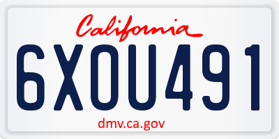 CA license plate 6XOU491