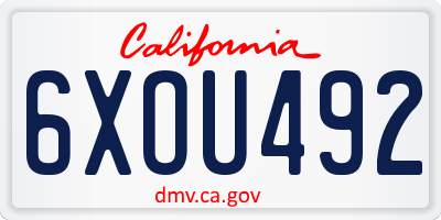CA license plate 6XOU492