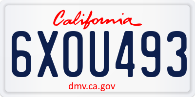 CA license plate 6XOU493