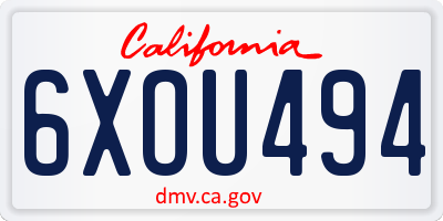 CA license plate 6XOU494