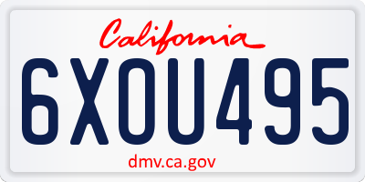 CA license plate 6XOU495