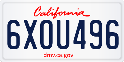 CA license plate 6XOU496