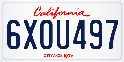 CA license plate 6XOU497