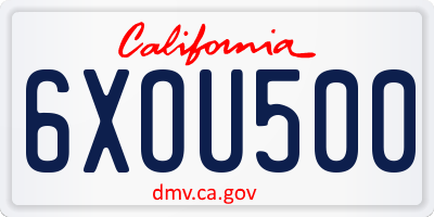 CA license plate 6XOU500