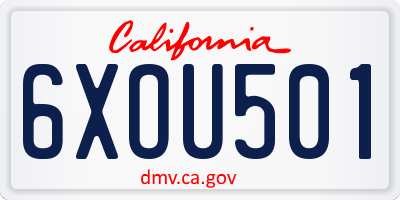 CA license plate 6XOU501