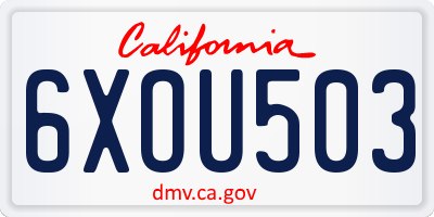 CA license plate 6XOU503