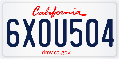 CA license plate 6XOU504