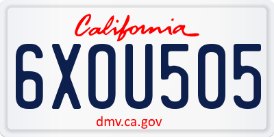 CA license plate 6XOU505