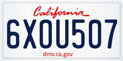 CA license plate 6XOU507
