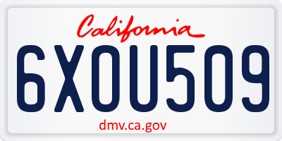 CA license plate 6XOU509