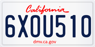 CA license plate 6XOU510