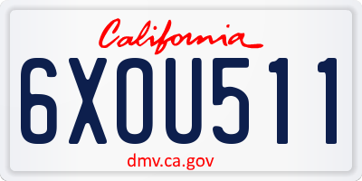 CA license plate 6XOU511