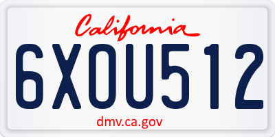 CA license plate 6XOU512