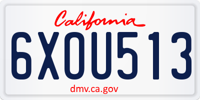 CA license plate 6XOU513