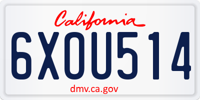CA license plate 6XOU514