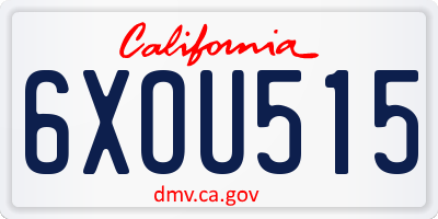 CA license plate 6XOU515