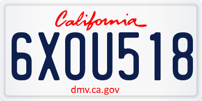 CA license plate 6XOU518