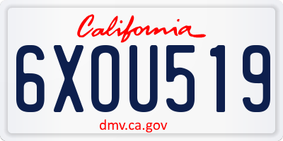 CA license plate 6XOU519
