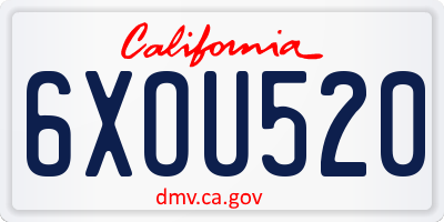 CA license plate 6XOU520
