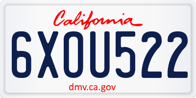 CA license plate 6XOU522