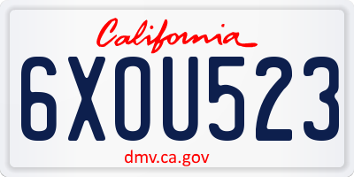 CA license plate 6XOU523