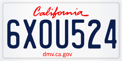 CA license plate 6XOU524