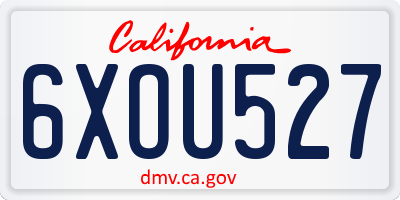 CA license plate 6XOU527