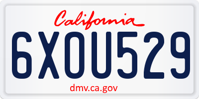 CA license plate 6XOU529