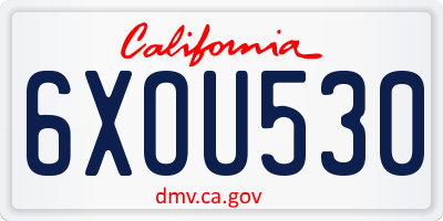 CA license plate 6XOU530