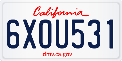 CA license plate 6XOU531