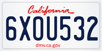 CA license plate 6XOU532