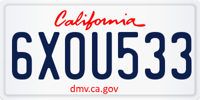 CA license plate 6XOU533