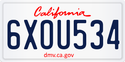 CA license plate 6XOU534