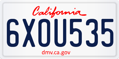 CA license plate 6XOU535