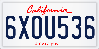 CA license plate 6XOU536
