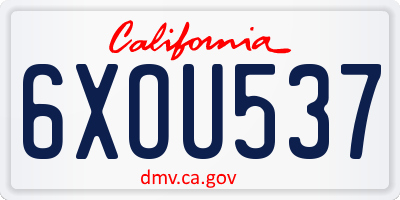 CA license plate 6XOU537