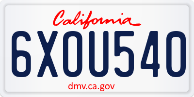 CA license plate 6XOU540