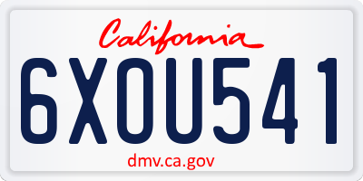 CA license plate 6XOU541