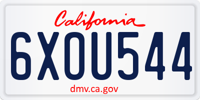 CA license plate 6XOU544
