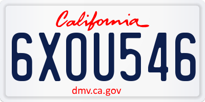 CA license plate 6XOU546