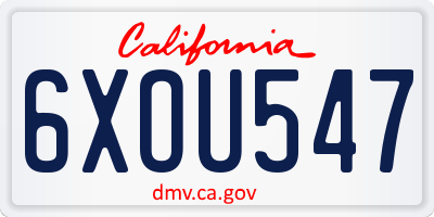 CA license plate 6XOU547
