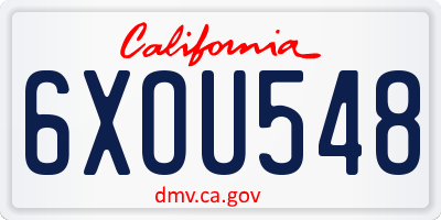 CA license plate 6XOU548