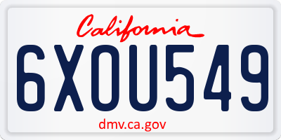 CA license plate 6XOU549