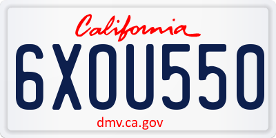 CA license plate 6XOU550
