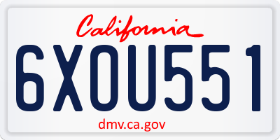 CA license plate 6XOU551