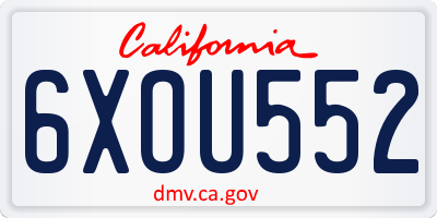 CA license plate 6XOU552