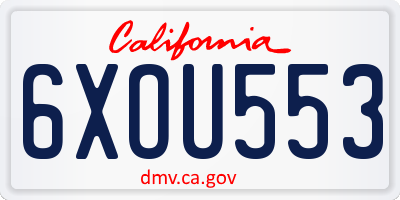 CA license plate 6XOU553