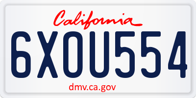 CA license plate 6XOU554